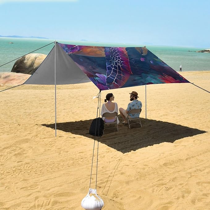 ALAZA Pretty Turtle Underwater Beach Tent Sun Shelter Portable Canopy Sunshade for Outdoor Camping Picnics Backyard Fun 10x9 ft