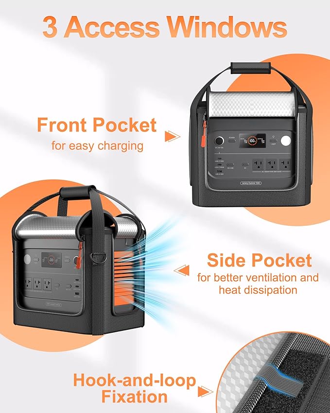 Hautton Carrying Case Bag for Jackery 1000 V2 Water-Resistant Durable Protective Storage Bag with Adjustable Shoulder Strap for Portable Power Station Accessories -Black