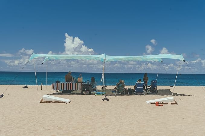 Neso Party Tent 8 Ft Height 11X22 Ft 23 Pounds Canopy Event Tent for On and Off The Beach (Aqua Fronds)
