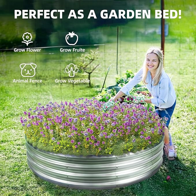 60 Inch Fire Pit Ring for Outside 5FT Diameter Wood Burning Fire Ring Large Round Galvanized Steel Fire Pit Metal Outdoor Fireplace for Backyard Patio Camping Bonfire (Silver)