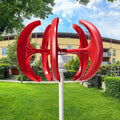 1000W 12V/24V Vertical Wind Turbine Generator Kit Low Noise Wind Power System High-Efficiency Windmill with Permanent Magnet Alternator Nylon Fiber Blades for Home Use Red
