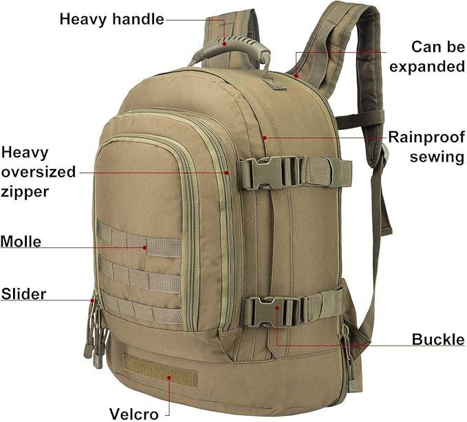 Greencity Laptop Backpacks Tactical 3 Day Expandable Bug Out Bag Classic Case Travel HikingGreen