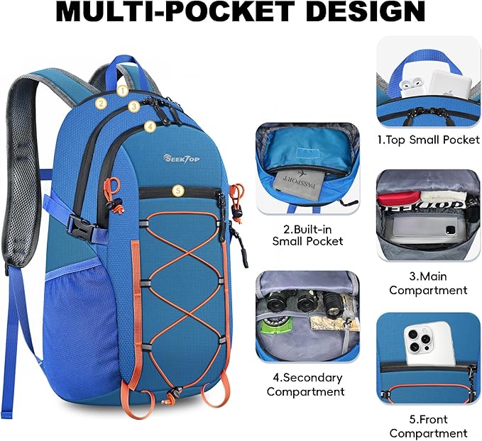 Seektop 20L Foldable Waterproof Hiking Backpack Ultralight Small Lightweight Daypack Packable Backpack for Men Woman