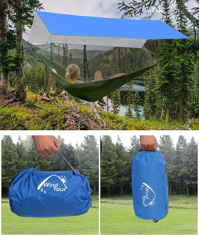 Wind Tour Portable Multifunctional Tent Footprint Traveling Awning Backpacking Rain Fly Tent Waterproof Shelter Outdoor Camping Sun Shelter for Hiking Beach (118177 in)