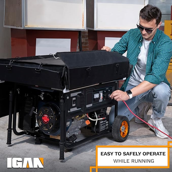 IGAN Generator Covers While Running for most 3500w-12000w Generators - Ultra Heavy Duty Generator Covers for Outside - Portable Waterproof Generator Cover Generator Enclosure Outdoor Black