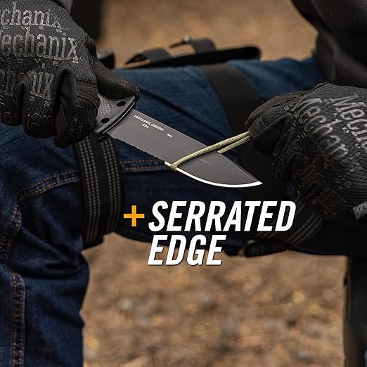 Gerber Gear LMF II Infantry Survival Knife Made in USA Military Grade Tactical Fixed Blade with Serrated Edge Shock Absorbing Handle Molle Sheath and Sharpener Black