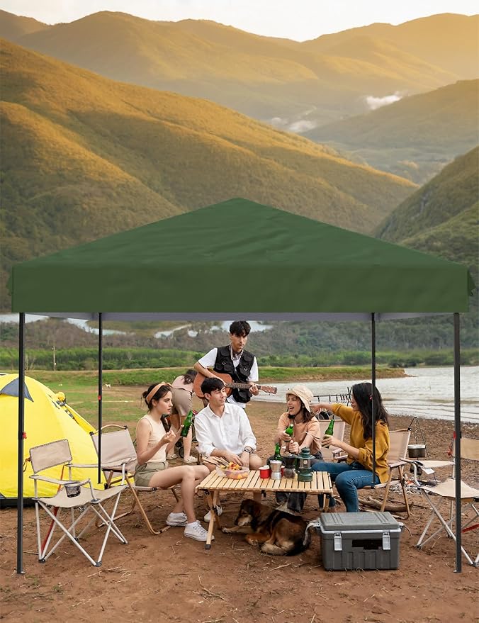 10 X 10ft Pop-Up Canopy Foldable Outdoor Sunshade Shelter One-Push Setup Tent for Events Parties Camping and Commercial Use. Instant Setup Tent Shelter with 1 Removable Sidewalls+ Green