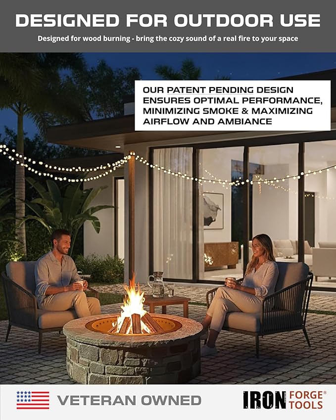 Heavy Duty Metal Smokeless Permanent Fire Pit Ring 48 inch Outer/42 inch Round Fire Pit Insert Liner for Outdoor Firepits for Outside Corten Steel (48x42x10) Patent Pending