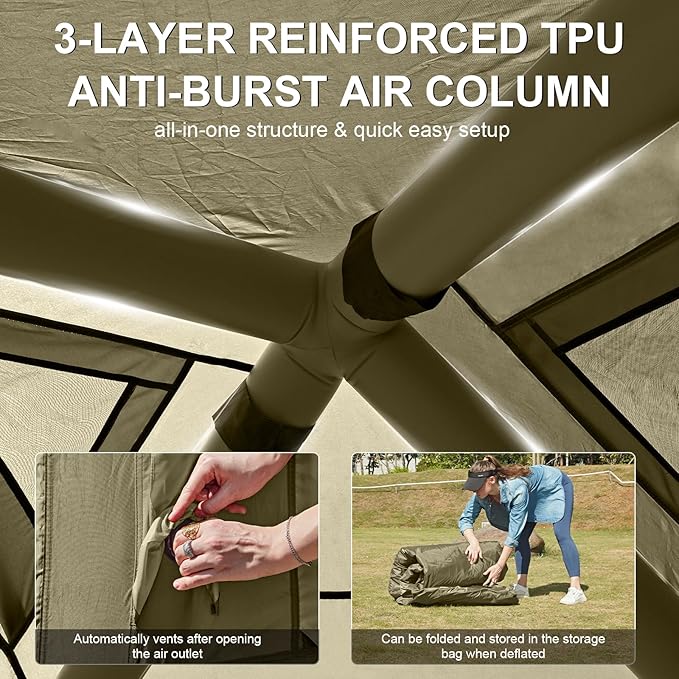 Inflatable Tents for CampingEasy Blow Up Tent with Hand Pump4 Seasons Waterproof Air Inflatable Camping Tent House for Family Weekend Camping