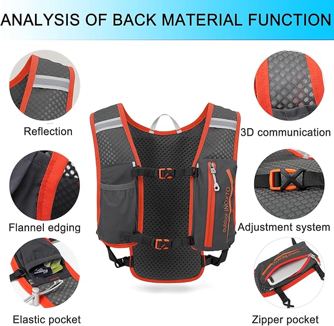 INOXTO Running Hydration Vest BackpackLightweight Insulated Pack with 1.5L Water Bladder Bag Daypack for Hiking Trail Running Cycling Race Marathon for Women Men
