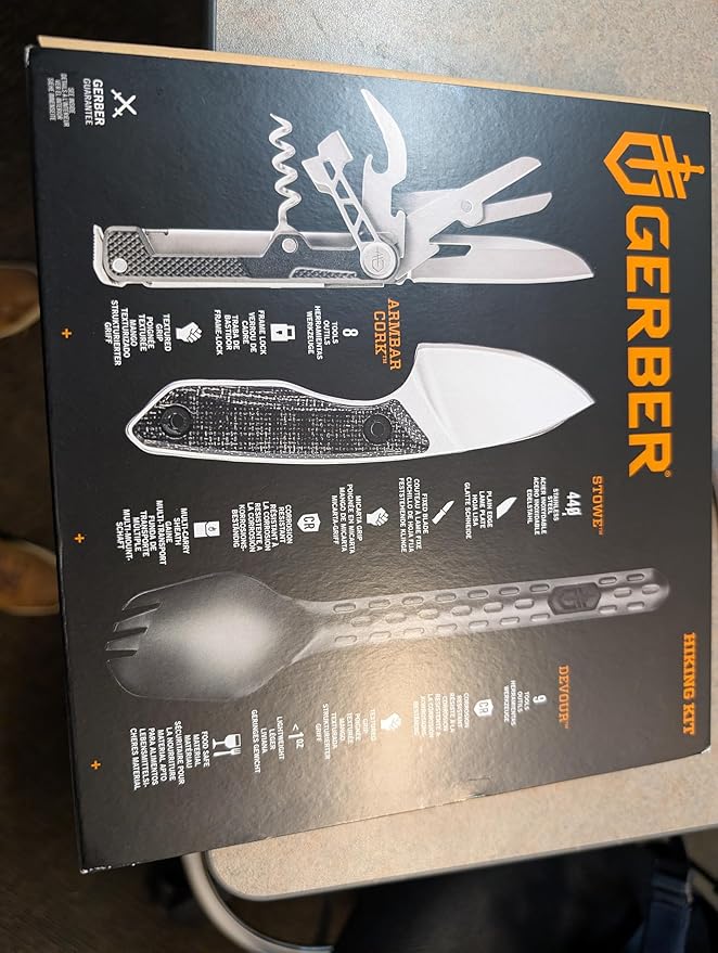 Gerber Gear Hike Kit - Camping Collection with Devour Multi-Fork Stowe Fixed-Blade Knife &amp Armbar Cork Multitool - Premium Camping Equipment