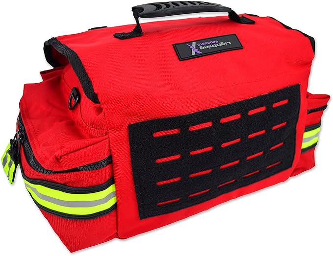 Lightning X Customizable Small Medic First Responder EMT Trauma Bag w/Embroidered Name Patch - RED