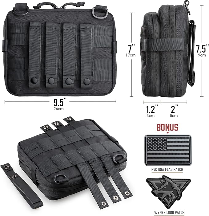 WYNEX Tactical Chest Rig Pack for Men Running Chest Bag with Front Loop Airsoft Recon Chest Rigs for Hunting Outdoor EDC WYNEX Tactical Large Admin Pouch of Double Layer Design Molle EDC Pouch
