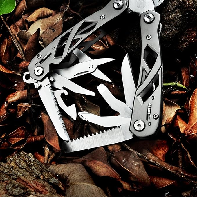 Multitool Pliers with Safety Lock Portable Stainless Steel Pliers Folding Knife Saw EDC Multi Tool for Outdoor Camping Fishing Hiking Man's Gift