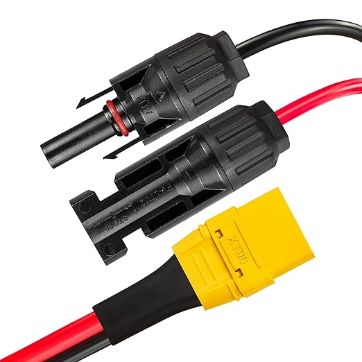 10AWG 10FT Solar Panel to XT90 Female Adapter Cable 300V 30A with Standard Solar Connector for Portable Power Station RV Home Battery Charging