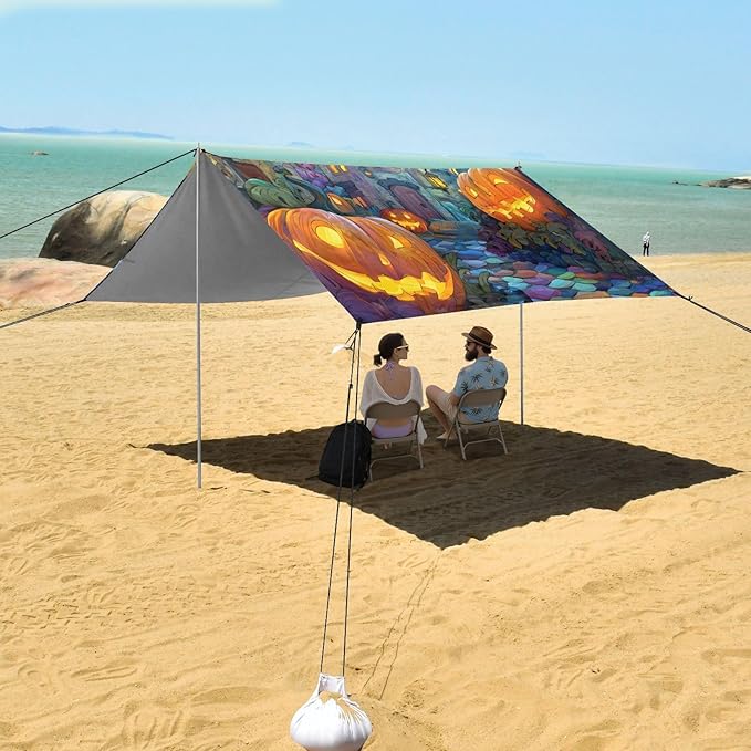 ALAZA Pumpkin House Beach Tent Sun Shelter Portable Canopy Sunshade for Outdoor Camping Picnics Backyard Fun 10x9 ft