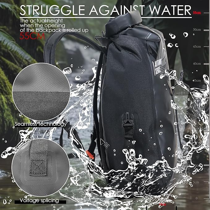 Dry Bags Waterproof Backpack Waterproof backpack for Water sportsboatingFloatinghiking camping and other outdoor activities 25L.(Black)
