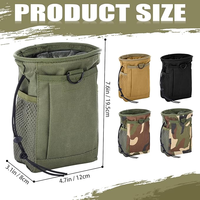 5 Pieces Tactical Colored Dump Pouch Military Belt Pouch Molle Adjustable Attached Hip Holster Bags with 3 Pieces Iron Snap Hook for Men Women Outdoor Sport Traveling Use