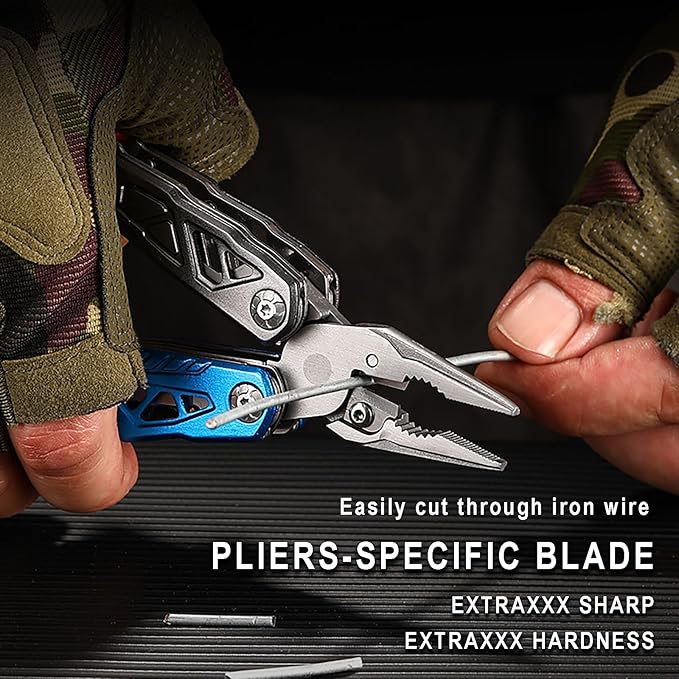17-in-1 Multifunctional Outdoor Tool Axe with Hammer Plier wrenches utility knife saw bottle opener Multi-bit screwdrivers Great Gift for Men Dad Camping Survival Kit (Black)