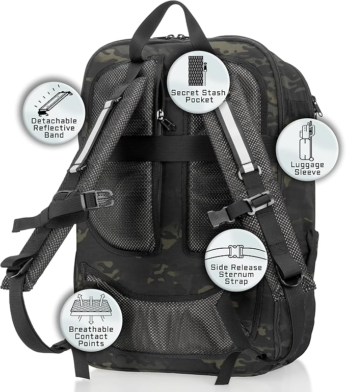 Xtreme Sight Line ~ Faraday Laptop Backpack Carry On ~ Signal Blocking Travel Backpack with RFID Protection Fits 16 Laptop with Removable Faraday Sleeve ~ 1000D Nylon/Spacer Mesh ~ Midnight MultiCam