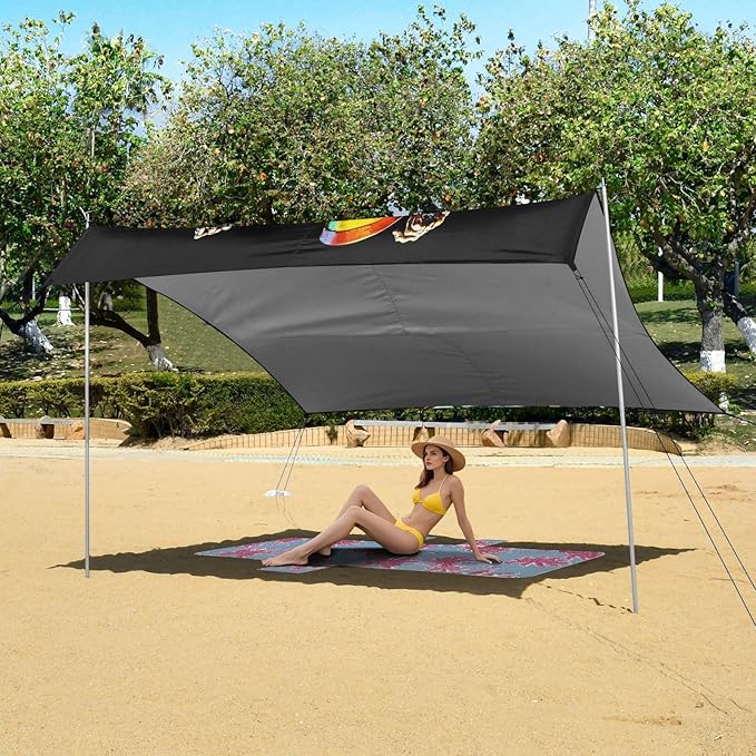 ALAZA Dancing Skeleton Pop Beach Tent Sun Shelter UPF50+ Protection Beach Shade Canopy w/ 4 Sandbags for Outdoor Camping Fishing Backyard Fun Picnic 10x9 ft