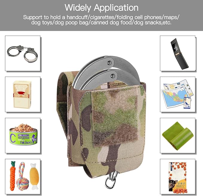 Handcuff Pouch Molle Handcuffs Holder Hoslter Nylon Cuff Pouches Case for Duty Belt Tactical Vest Police Law Enforcement Security Officer Accessories fits Most Hand Cuffs