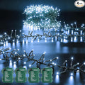 Minetom Christmas Cluster Battery Operated Outdoor Lights 4 Pack 10Ft 120 LED Firecracker String Waterproof Twinkle for Wreath Xmas Tree Decorations Cool White