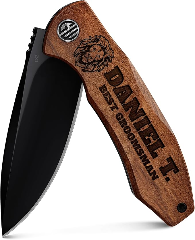Grand Way Personalized Pocket Knife for Groomsmen - Custom Folding Knives Set - Engraved Gifts for Men and Women - Gift for Groomsman Wedding Party Best Man Proposal Gift for Bride Maid 6700