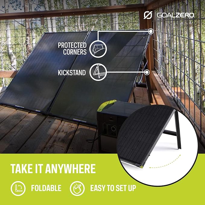 Goal Zero Boulder 200 Briefcase 200-Watt Monocrystalline Solar Panel with Kickstand Portable Solar Panel for Camping and Tailgating Emergency Solar Power