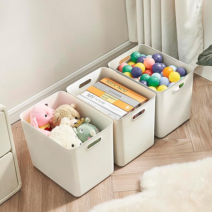 10 pack large plastic White storage bins with Lids Toy Box Chest with HandleOrganizer Containers Baskets for BabyNurseryShelvesPlayroom BedroomOfficeClosethome (White 5XL+5S)