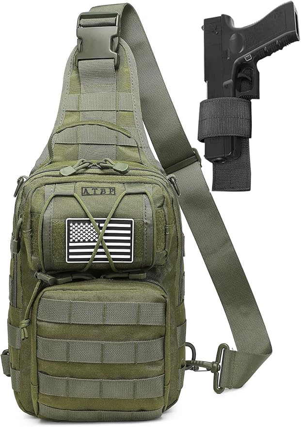 ATBP Tactical Sling Backpack Bag Pack for Men Military One Strap Shoulder Backpack Crossbody Bag With Holster 10 Liters