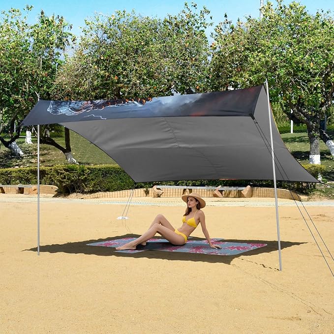 ALAZA Dinosaur Lightning Volcano Beach Tent Sun Shelter Portable Canopy Sunshade for Outdoor Camping Picnics Backyard Fun 10x9 ft