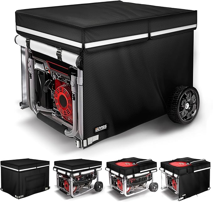 Generator Covers While Running 32x24x24 inch Generator Cover 900D+210D Heavy Duty Waterproof Top Can Be Opened for Refueling. All-weather Generator Protective Cover.Black
