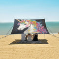 ALAZA Rainbow Unicorn Head Beach Tent Sun Shelter Portable Canopy Sunshade for Outdoor Camping Picnics Backyard Fun 10x9 ft