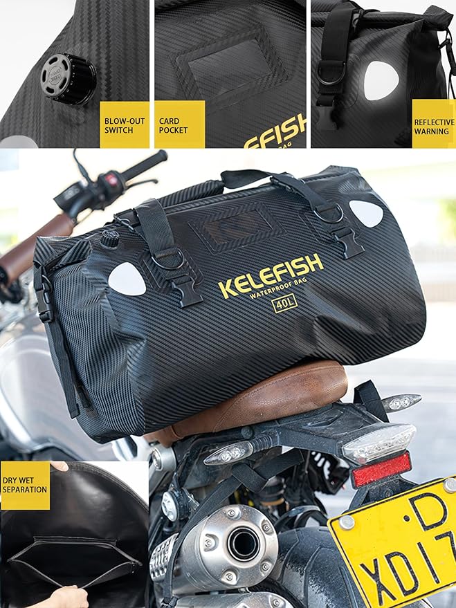 Waterproof Duffel Bag 20L 40L 66L Motorcycle Travel Dry Bag with Quick-fixed Straps for Motorcycling Kayaking Rafting Boating Camping