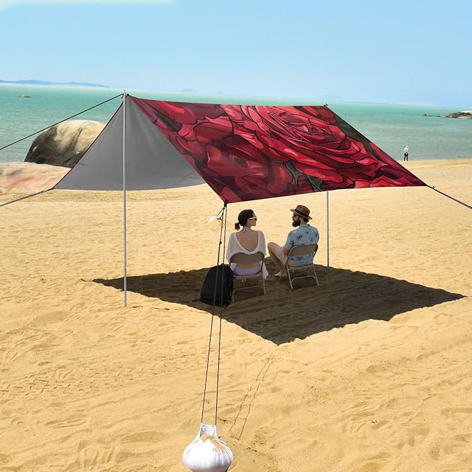 ALAZA Roses Seamless Beach Tent Sun Shelter Portable Canopy Sunshade for Outdoor Camping Picnics Backyard Fun 10x9 ft