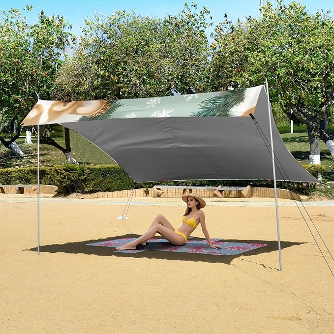 ALAZA Corgis Pattern Beach Tent Sun Shelter Portable Canopy Sunshade for Outdoor Camping Picnics Backyard Fun 10x9 ft