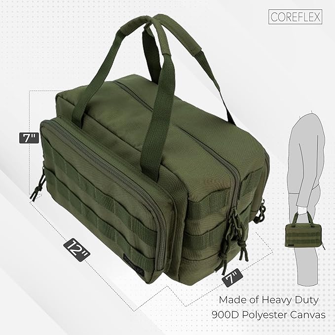 Coreflex 12-Inch Heavy Duty Tool BagTacticalGearRange EDC Tool Bag for cars Multi-Purpose Work Bag for Mechanics Electrician Carpenters Builders Plumbers (Olive Green)