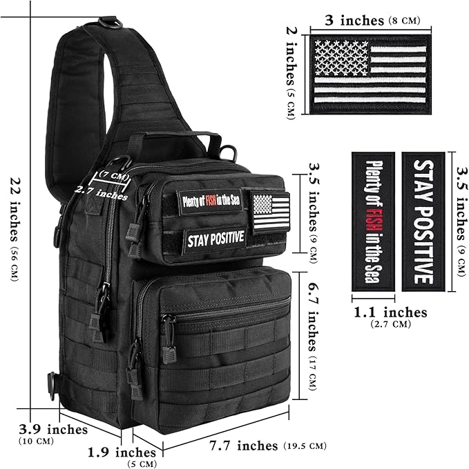 bvya Tactical Sling Bag Backpack Military Rover Shoulder Sling Pack Small EDC Crossbody Chest Bag for Men 10L