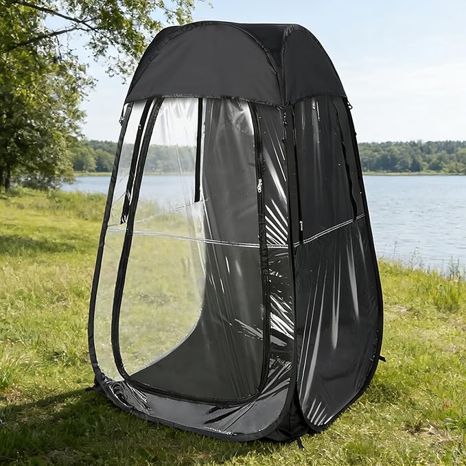 Portable Pop Up Sports Tent for Outdoor Events Instant Setup Shelter for Fishing and Camping Wind and Rain Protection Spray Tan Tent Compact Foldable for Easy Carry Weather Pod Peak Style Black
