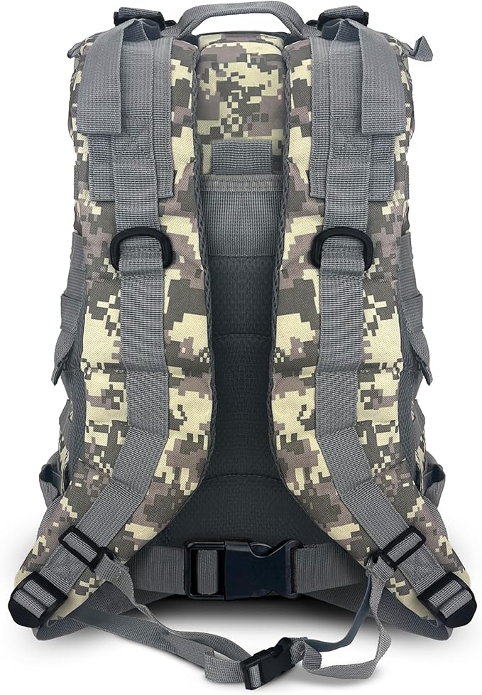ASA TECHMED Large Tactical Backpack - IFAK Military-Grade Assault Pack Everyday Carry Use Military Backpacks Tactical (Gray Camo)