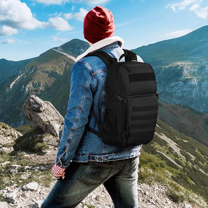 HUNTVP Tactical Backpack Military MOLLE Backpack Hunting Rucksack Gear Assault Pack 25L WR（Black）