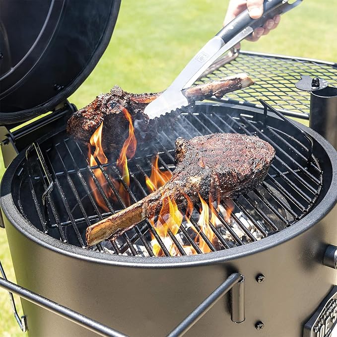 Char-Broil Oklahoma Joes Bronco Barrel Drum Smoker with Porcelain Coated Steel Air Intake Channel and 630 Square Inches Cooking Surface Black