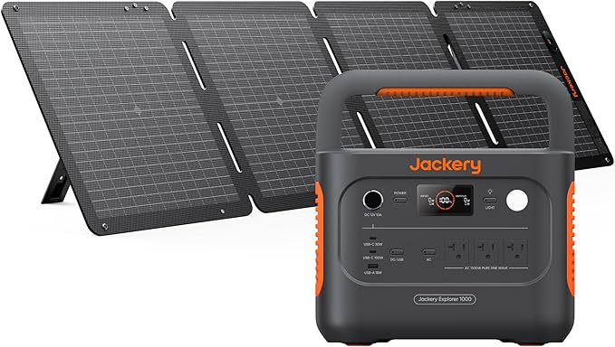 Jackery Solar Generator 1000 v2 with 100W Solar Panel1070Wh Portable Power Station LiFePO4 Battery1500W AC/100W USB-C Output1Hr Fast Charge for OutdoorOff-Grid LivingRVEmergency