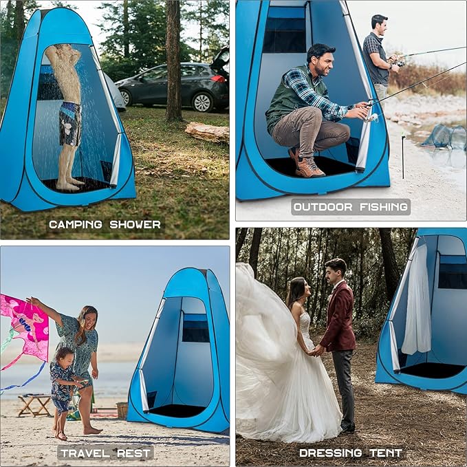 BRIAN &amp DANY Pop Up Shower Tent Portable Privacy Camping Changing Tent Camp Toilet Bathroom Pod with Rain Shelter &amp Windows UPF 50+ &amp Waterproof 47.2 x 47.2 x 74.8