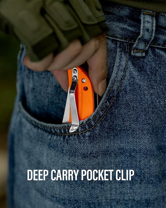 DISPATCH Folding Pocket Knife3.768Cr13Mov Steel Trailing Point Blade G10 HandleLiner Lock EDC KnifeTactical KnifeLarge Folding knife with ClipPocket Knife for Men Women Camping Survival Hiking.