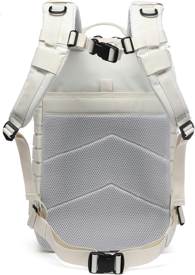 50L Sturdy Nylon Waterproof Fishing Hunting Backpack Outdoor Military Rucksacks Tactical Sports Camping Hiking (White)