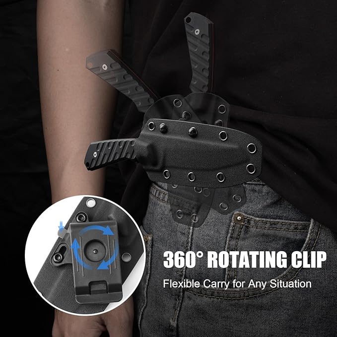 8.35 Fixed Blade Knife with Kydex Sheath 360° Rotating Clip – EDC Camping Hiking Fishing Outdoor Use