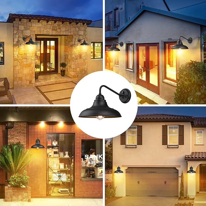 12 Dusk to Dawn Outdoor Wall Sconces Farmhouse Barn Light Outdoor Wall Lights Exterior Wall Lighting Fixture for Porch Entryways 1 Pack