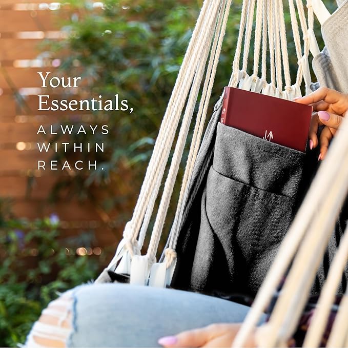 Hanging Hammock Chair Swing – Hanging Chair Outdoor &amp Indoor - Hammock Swing Chair – Quick &amp Easy Setup with Hardware Kit – Durable &amp Spacious Full Body Support – Holds 440 Lbs